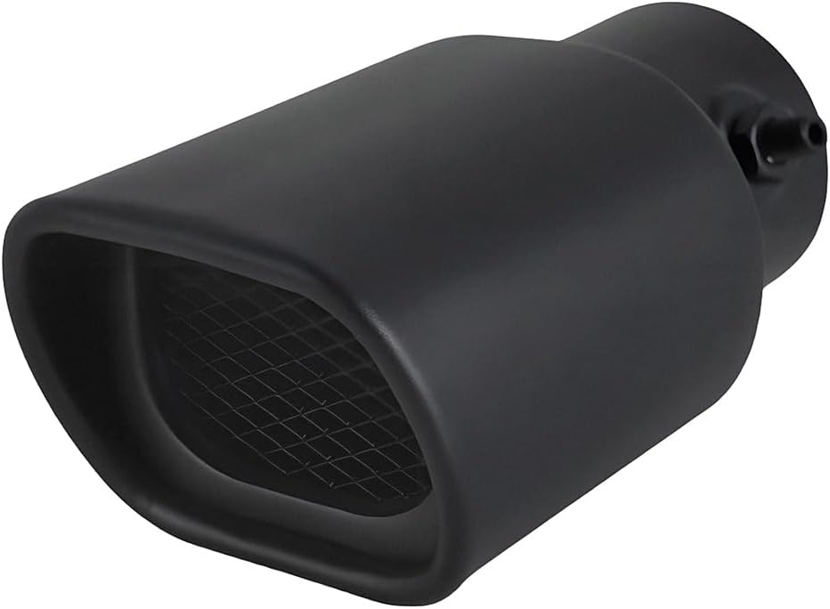 Stainless Steel Car Exhaust Square Tip, 2.5" to 3.7" Universal Car Exhaust Pipe Tail Throat Tail Pipe, Modification Tailpipe Flue Muffler Rear Tip Pipe with Mesh (Straight,Frosted Black)