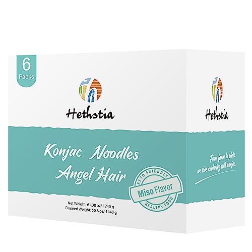 Image of Hethstia Shirataki Konjac Angel Hair Pasta, 6 Packs Miracle Noodle, Low Carb Instant Miso Soup Konjac Ramen, 61.38 Oz Holiday Gifts,Keto Friendly