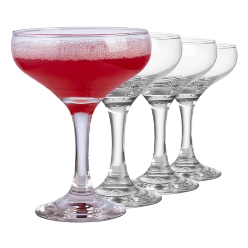 bar@drinkstuff Polycarbonate Coupe Cocktail Glasses – Pack of 4, 8.8 oz / 250 ml – Virtually Unbreakable Plastic Coupes for Cocktails & Champagne