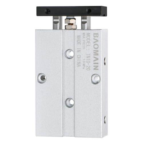 Baomain TN10x20 Double Rod Pneumatic Air Cylinder,0.39 inch(10 mm),Stroke 0.79 inch(20 mm), Double-Acting,Aluminum Body for Industrial Automation