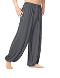Hoerev Marke Männer Super weiches Modal Spandex Harem Yoga Pilates Hosen,Dunkelgrau,M