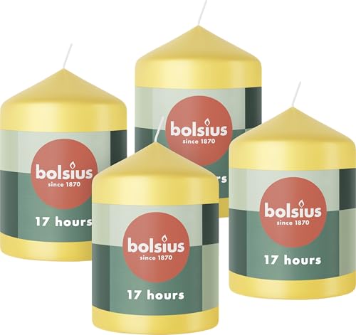 Bolsius Essentials Stumpenkerzen Gelb 4 Stück