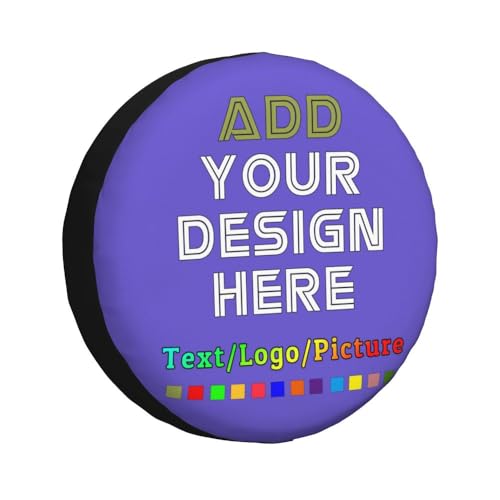 Image of Custom Spare Tire Cover Personalized Tire Covers Add Your Own Design Logo Picture Customize Wheel Cover Universal Size 14-17 in Fit for Jeep Trailer Camper RV Wheel Covers, Slateblue