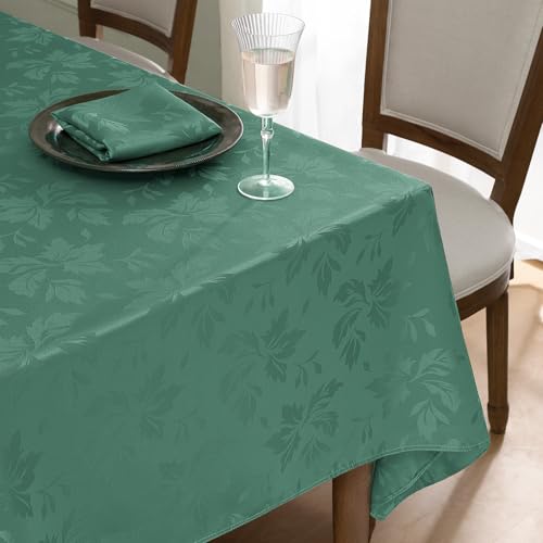 Romanstile Jacquard Rectangle Tablecloth - Waterproof Damask Floral Pattern Decorative Table Cloth Heavy Weight Fabric Table Covers for Dinner/Parties/Outdoor - 60 x 120 Inch, Green by Romanstile - Used condition - US$22.08