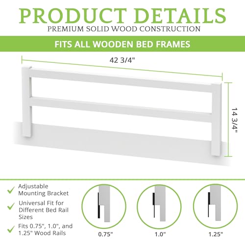Image of CC KITS Safety Guard Rail for Baby, Kids, and Children - Solid Wood Safety Bed Rail for Toddlers - Easy Installation - Premium Protection for Bunk, Twin, Full, Queen and King Size Beds - (White)