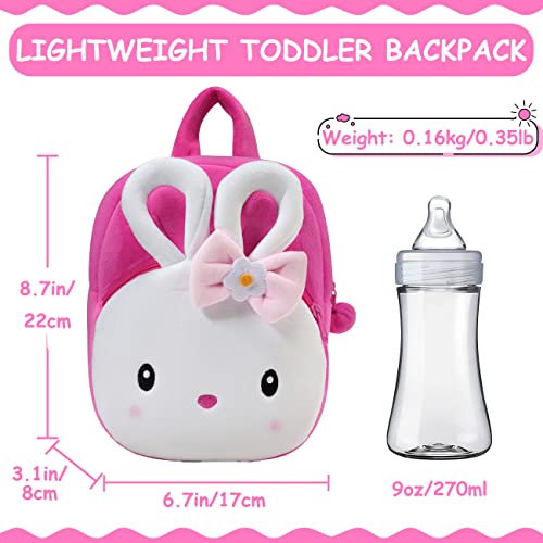 Toddler Backpack For Girls, Chasechic Cute Cartoon Mini Plush Lightweight Soft Baby Backpack, Daycare Backpack, Bunny #TOP4