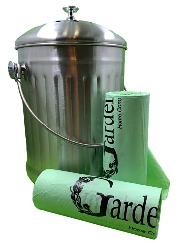 Compostable Trash Bags for Kitchen Compost Bin - Fits 1, 1.2, 1.3, 1.5 Gallon Biodegradable Compost Bags for Kitchen Pail liners- Package of 2-50 bags per Roll fits Gardenatomy, Goldsol and Other Bins