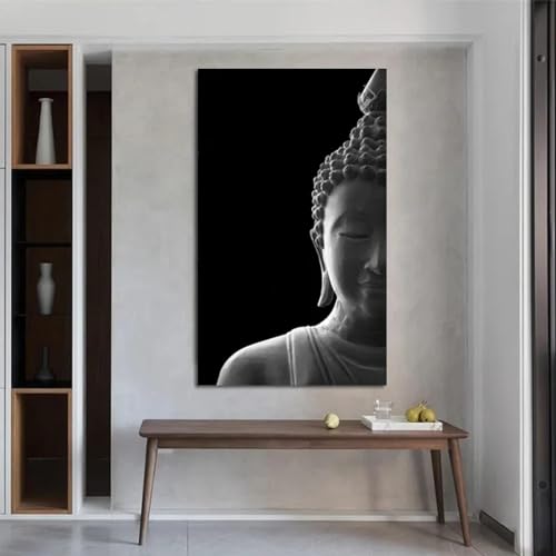 Image Bouddha moderne noir et blanc pour une atmosphère apaisante