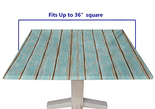 Paint Tablecloth Square Fitted, Antique Blue Wood Painting Table Cover Water Resistant Polyester Washable For Indoor Outdoor Party & Banquet Dinner, Fits Square Table Maximum 36 X 36 Inch #TOP4