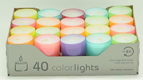 Wenzel-Kerzen 23-219-40-UK Summer Lights - Velas de combustión 8 h, Fundas de plástico de Colores, Multicolor