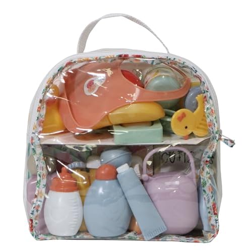 JC Toys- Mochila con 29 Accesorios para muñecas, Adecuado para muñecas, Guardar y Jugar, Multicolor