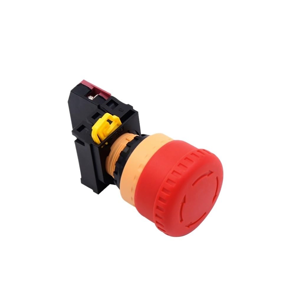 Interruptor pulsador de bloqueo de 22 mm con enclavamiento, parada de emergencia for ascensor, fuente de alimentación con forma de hongo rojo, contacto de plata NO NC, 10 A(1NO 1NC)