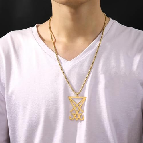 Collier Sigil de Lucifer et pendentif croix satanique pour homme, bijou gothique et sorcellerie - 2