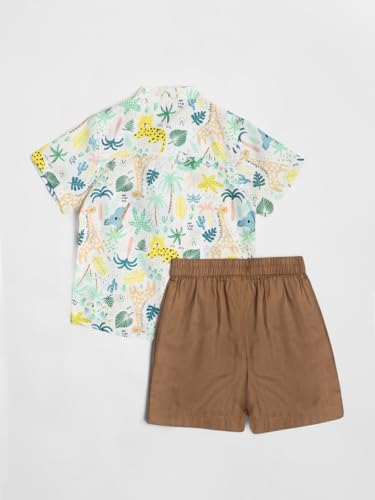 Image of Nautinati Boys Printed Collared Shirt with Shorts Clothing Set | Age 1-5 Years