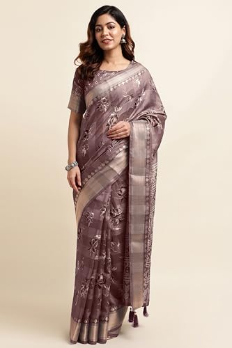 Image of MIRCHI FASHION Women Saree Cotton Blend Kalamkari Printed | Comfortable Office and Regular Daily Use Sari with Unstitched Blouse Piece
