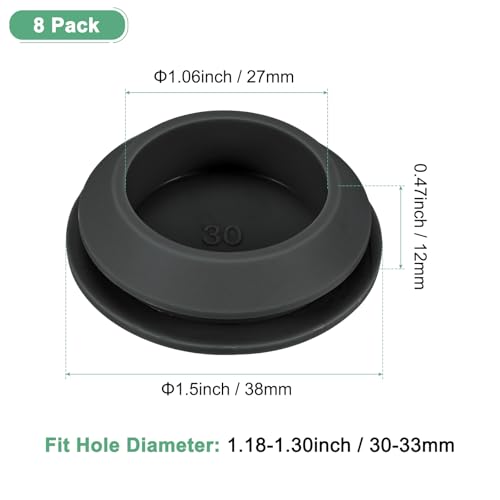 Image of M METERXITY 8-Packs Silicone Hole Plugs, Snap in Locking Hole Plugs for 30-33mm Hole, Round Hole Rubber Plug Kitchen Bulkheads Waterproof Sealing Plugs [Black]
