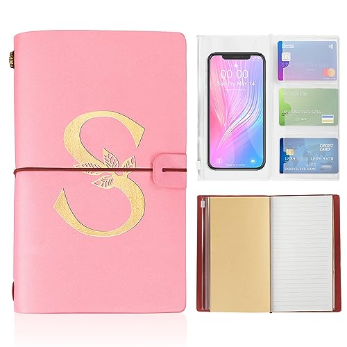 AUNOOL Leather Journal Refillable, Pink Notebook Journal for Teenage Girls Sister Birthday Gift Ideas, Travel Diary for Women, Personalized Notepad 4.7 x 7.9 Inches 136 Pages, Appreciation Gifts, S