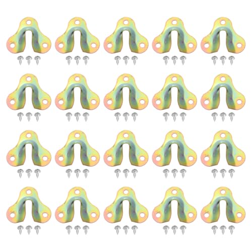 Image of uxcell 20Pcs Keyhole Picture Frame Hangers, 50x44mm Heavy Duty Metal Keyhole Hangers Picture Frame Hanging Plate with Screws for Mirrors Pictures Photo Frames, Zinc Yellow