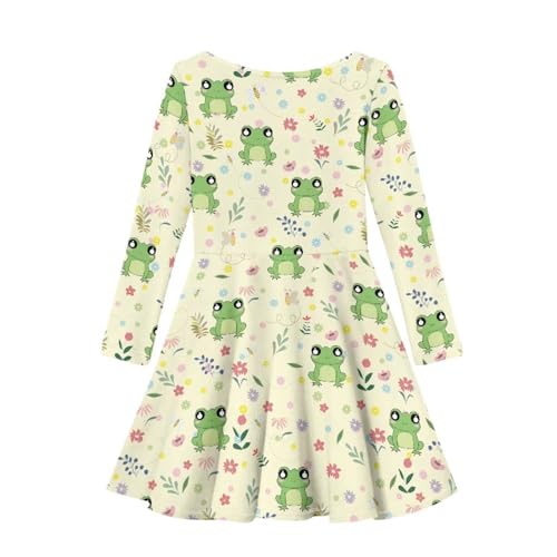 Cute Long Sleeve Dresses for Girls Size 3-16 Knee Length Dresses Girls Skater Dress for Casual Winter3