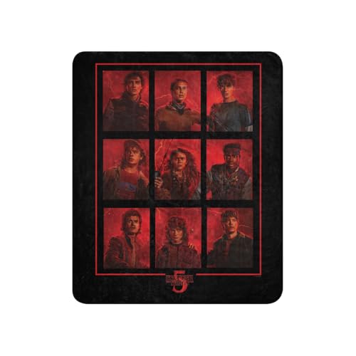 Stranger Things Season 5 Characters Sherpa Blanket Fleece Throw for Bed Couch Home Officially Licensed Netflix Reversible Blanket 50 in x 60 in