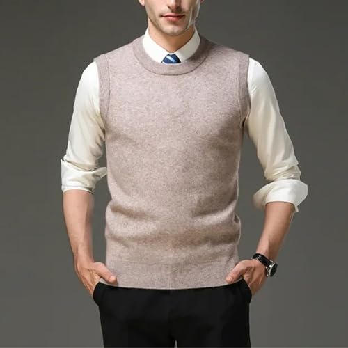 Men’S Classic Thick Wool O-Neck Sweater Vest Fashion Solid Color Embroidered Sleeveless Knitted Pullover Tank Top3