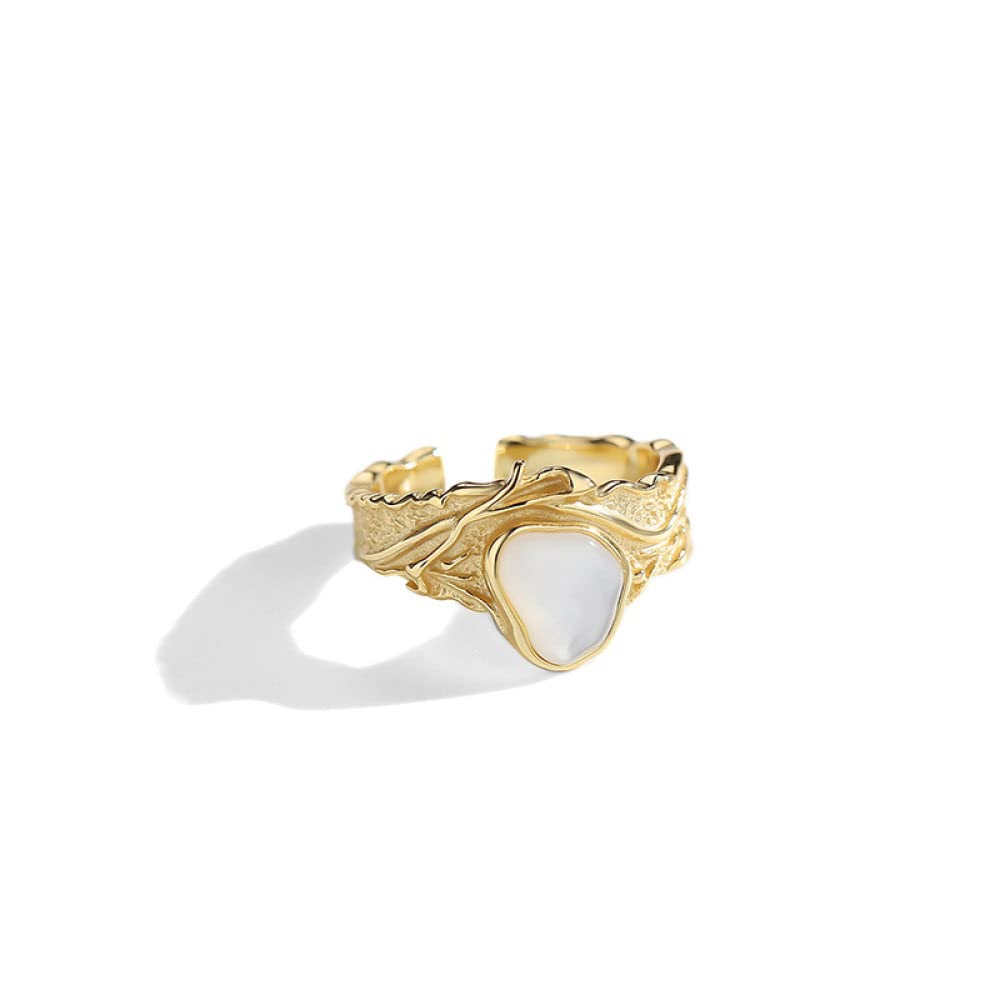 Anello In Argento 925 Da Donna,Anello Grosso Regolabile Per Le Donne Conchiglie In Argento Sterling 925 Micro Pavé Di Anelli Di Nocche Placcati In Oro Da Sposa Gioielli Per L'Eternità Regali Per R