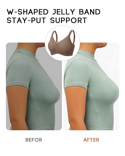 Image of VQJ Women's Full Coverage Jelly Comfort Support Wireless Bra with Breathable V-Mesh, No Underwire Push Up Everyday Bralette