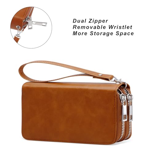 Image of Double Zipper Wallet for Woman Clutch Purse with Cell Phone Holder for Smartphone /Card /Coin /Cash