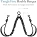 Double Dog Leash for Two Dogs, Heavy Duty Adjustable No Tangle, Bungee Retractable Split Multiple Leash for Walking 2 Dogs, 5.5FT-1/2”, Black