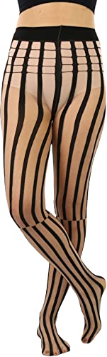 Image of ToBeInStyle Womens High Fashion Sheer Full Footed Vertical Stripe Tights