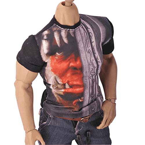  Action Figure Clothes  Action Figure Clothing 1/6 Scale Male Clothes,Men's T-Shirt And Tean For 12Inch Male Action Figure Body Doll（ Grey To Black） #TOP1