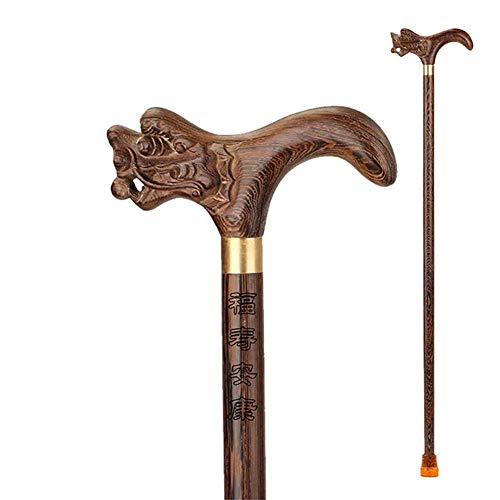 NOALED Bâton De Marche en Bois Menant Les Personnes Âgées Canne Séquoia Béquilles Antidérapant Manche en Bois Massif (E)