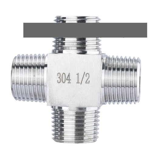 Raccord à quatre voies 1/8" NPT mâle en acier inoxydable 304 pour tuyauterie