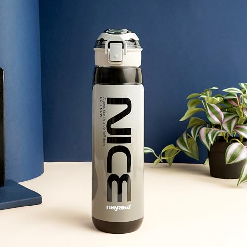 Image of Nayasa Turbo Water Bottle 730ml | BPA Free Plastic | Leak Proof Push Button Cap | School, Office Use | Black