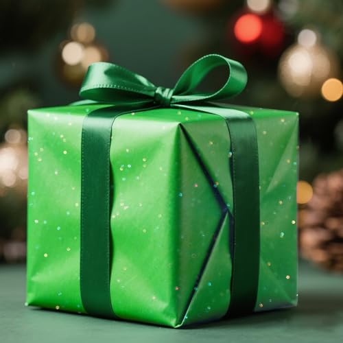 Image of Green Glitter Tissue Paper for Gift Bags 36 Sheets 14x20 Inch - Recyclable Wrapping Paper for Weddings, Birthdays, Party & Festival Decorations DIY Craft Supplies