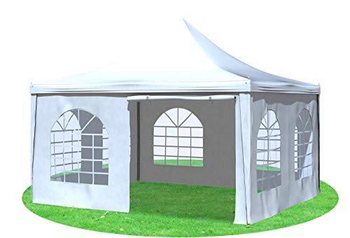 Stabilezelte Gartenpavillon 4x4m mit Seitenteilen Arabica Pagodenzelt PVC Weiss