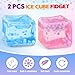 Chridark Ice Cube Fidget Toy for All Ages: 2 Pack Sensory Squishy Fidget Toys, Square Stress Balls, Classroom Prizes, Anxiety Relief Stress Cube Gift for Kids Teens Adults