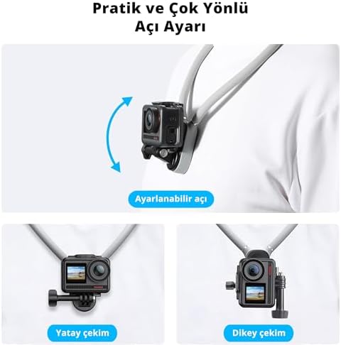 AKASO Manyetik boyun montaj tutucu, Vlog eylem kamera aksesuarları ile uyumlu GoPro Hero12/11/10/9/Max EK7000/cesur 4//DJI Osmo aksiyon/akıllı telefon telefon klipsli dikey adaptör - Görsel 6