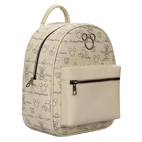 Disney Mickey Mouse Line Art Women's White & Gold Backpack3