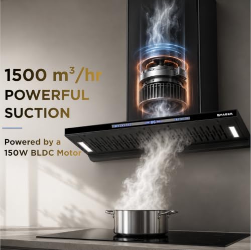 Image of Faber SLIMX 90cm 1500m /hr BLDC Autoclean Filterless T-Shape Chimney||Built In Oil Collector|Touch & Gesture Control|12Yr Motor,2Yr Comprehensive Warranty by Faber |HOOD SLIMX HC SC FL BK BLDC IN 90-T