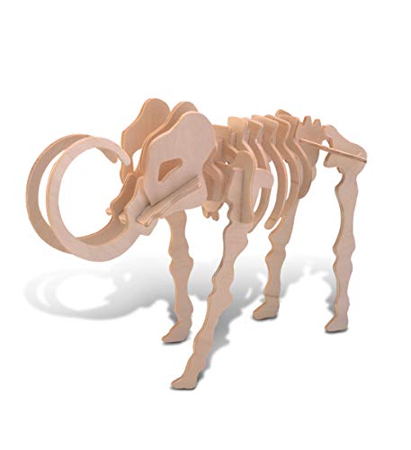Puzzled 3D Puzzle Woolly Mammoth Wood Craft Construction Model Kit, Fun Unique & Educational DIY Wooden Toy Assemble Model Unfinished Crafting Hobby Puzzle to Build & Paint for Decoration 19pc Pack