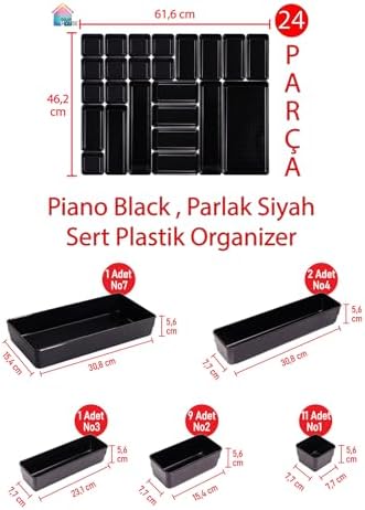 color house Parlak Siyah (Piano Black) 24 Parça Makyaj Takı Toka Organizer Sert Plastik Düzenleyici Siyah Tek Ebat - Görsel 4