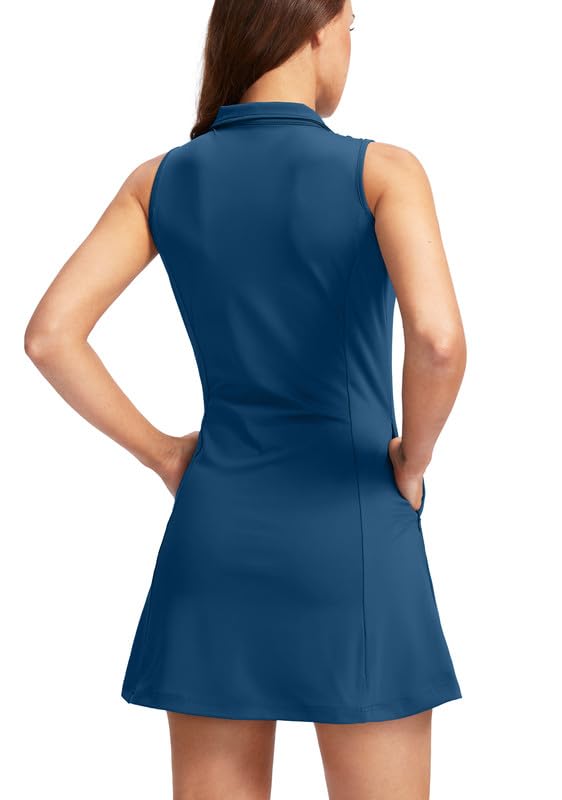 Image of Viodia Women's Tennis Golf Dress with Shorts | Active, Exercise, Workout, Sports, Athletic, Dresses for Women, with Zipper Pockets