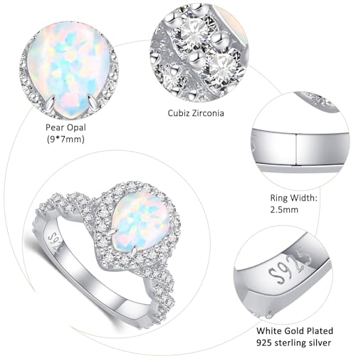 Women Promise Ring Heart/Round/Pearl Opal Promise Rings White/14K Gold Opal Wedding Ring Anniversary Engagement Ring Gifts for Bride Wife her Fit Size 5-93