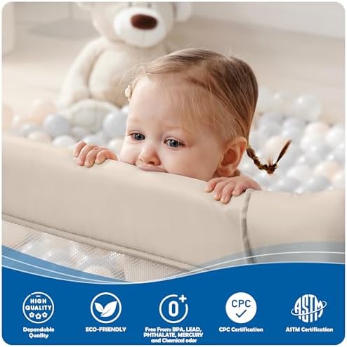 Sweeby Baby Playpen, 79x71 Inch Baby Gate Playpens for Babies and Toddlers, Extra Large Playpen with Door Play Yard for Fence Indoor and Outdoor Play Pen, Khaki Stripe — view 8