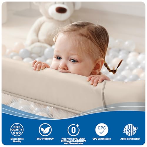 Sweeby Baby Playpen, 79x71 Inch Baby Gate Playpens for Babies and Toddlers, Extra Large Playpen with Door Play Yard for Fence Indoor and Outdoor Play Pen,Light Khaki by Sweeby - Image 6