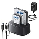 UGREEN Dual-Bay Hard Drive Docking Station for 2.5 & 3.5 SSD HDD Up to 48TB , USB C 3.0 to SATA I/II/III Hard Drive Enclosure Reader with Offline Clone and Duplicator Function Tool Free Installation