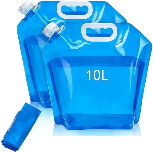 KbouZgxa 2 Stück Wasserkanister faltbar Faltbare Wassersäcke 10L Auslaufsicherer Faltbarer Trinkwasserkanister für Outdoor Aktivitäten Sport Wandern Picknick Camping Wasseraufbewahrung