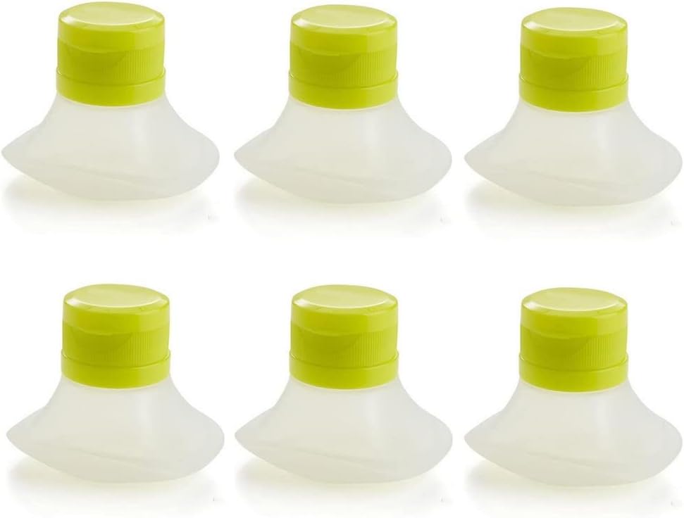 6 Packs Portable Salad Dressing Containers, Silicone Squeeze Bottle Leak Proof Cap Kitchen Tool Small Dip Condiment Dispensers Mini Food Storage Containers (6)