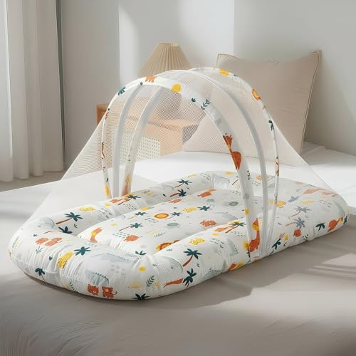 Image of StarAndDaisy 3-in-1 Baby Nest with Mosquito Net, Soft Baby Bedding Set and Sleeping Mattress, Portable Travel Bed, Comfortable Baby Lounger for Newborn Boys and Girls